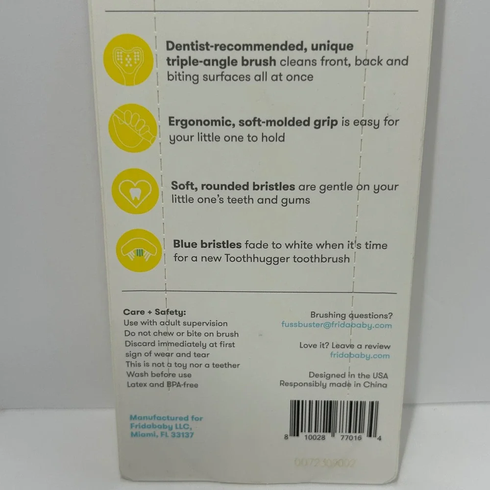 Fridababy Triple-Angle Toothhugger Toddler Toothbrush Yellow Suction Cup